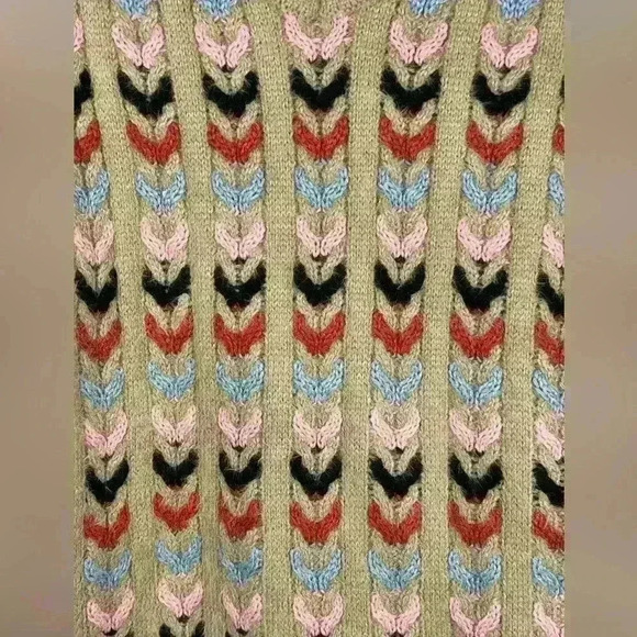 NWT Cider Sweater Arrow Striped Cozy Soft Fuzzy Boho V-Neck Pullover Size M - Picture 3 of 8